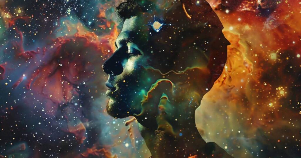 A skeptical person analyzing an astrology zodiac chart through the lens of critical thinking and scientific evidence