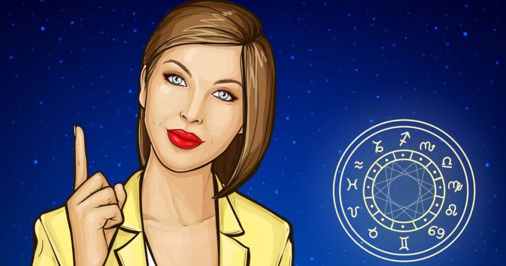 A young woman of mixed heritage thoughtfully studying a detailed astrological birth chart on a tablet, with a coffee and notebook beside her, representing the modern search for meaning.