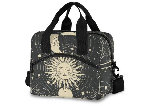 Astrology Tarot Goth Insulated Lunch Bag Reusable Lunch Tote Bag Cooler Bag for Women Men Adult Lunch Box with Adjustable Shoulder Strap Leakproof Lunch Bag for Work School Picnic Camping