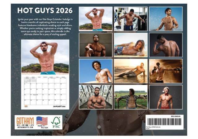 Hot Guy Calendar 2026 Wall Monthly Sexy Men Models Handsome Dream Dudes Calender 12 Month | American Made In The USA