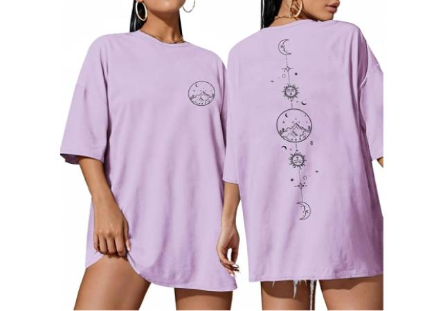 Oversized Tshirts for Women Crewneck Summer Short Sleeve Loose Graphic Basic Tees