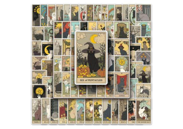 Tarot Stickers Pack 78Pcs Astrology Sticker Divination Decals,Vinyl Aesthetic Waterproof Stickers, Laptop Skateboard Computer Stickers for Kids, Teens, Adults(Tarot,78Pcs)